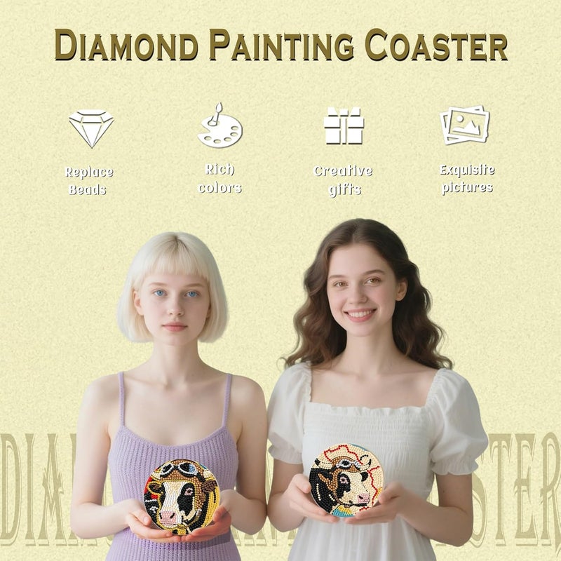 DOTZSO 8 Pcs Pilot Diamond Art Coaster Kits with Holder,Diamond Painting Coasters for Adults Beginners,Home Decor Abstract,Fun Gifts for Women - Image 4